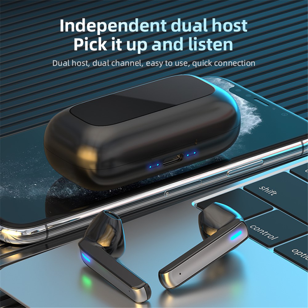 BQ02 Bluetooth Headset TWS Wireless Earbuds Portable Headphones HD Call Subwoofer Waterproof Sports Earphones for Watching Playing Games - Black-7