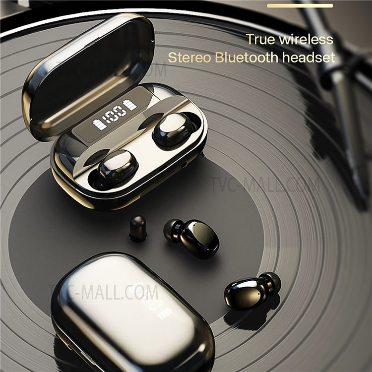 T3 Bluetooth Headset TWS Wireless Stereo Earphones Fingerprint Touch In-Ear Earbuds Mini Sports Dual-mic Headphones with LED Digital Display-6
