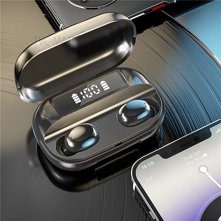 T3 Bluetooth Headset TWS Wireless Stereo Earphones Fingerprint Touch In-Ear Earbuds Mini Sports Dual-mic Headphones with LED Digital Display-9