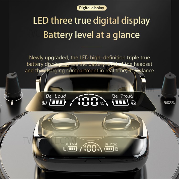 TG03 TWS Wireless Headset Bluetooth 5.2 Headphones In-ear Earbud IPX7 Waterproof Sports Earphones with Mic LED Digital Display-8