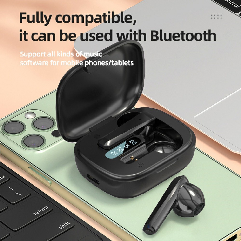 B13 TWS Bluetooth 5.0 Headset Wireless Earphone Stereo Touch Control Earbuds IPX5 Waterproof Sports Headphones with Microphone - Black-3