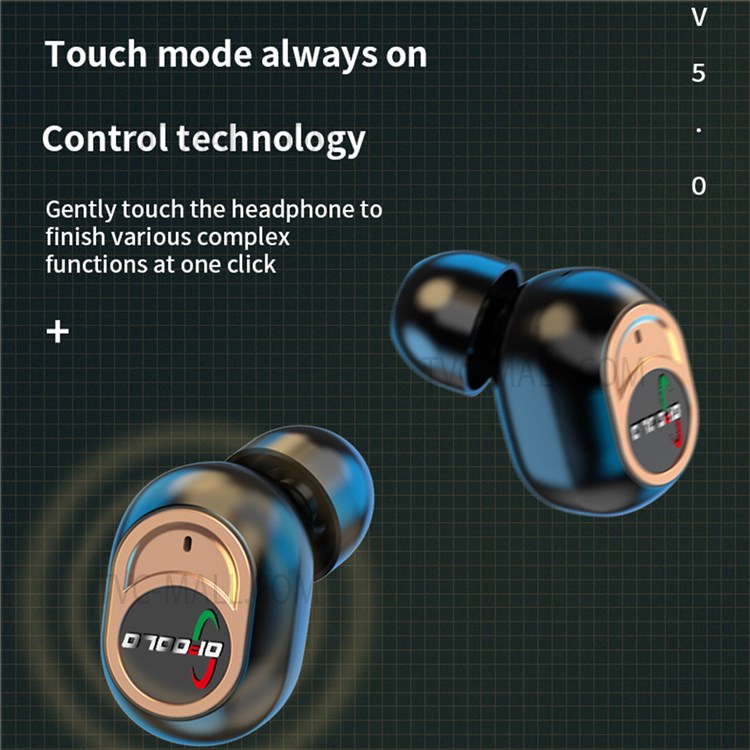 OPOOLO HQ11 TWS Bluetooth 5.0 Headset Wireless Earphone Stereo Touch Control Earbuds Waterproof Sports Headphones - Black-5