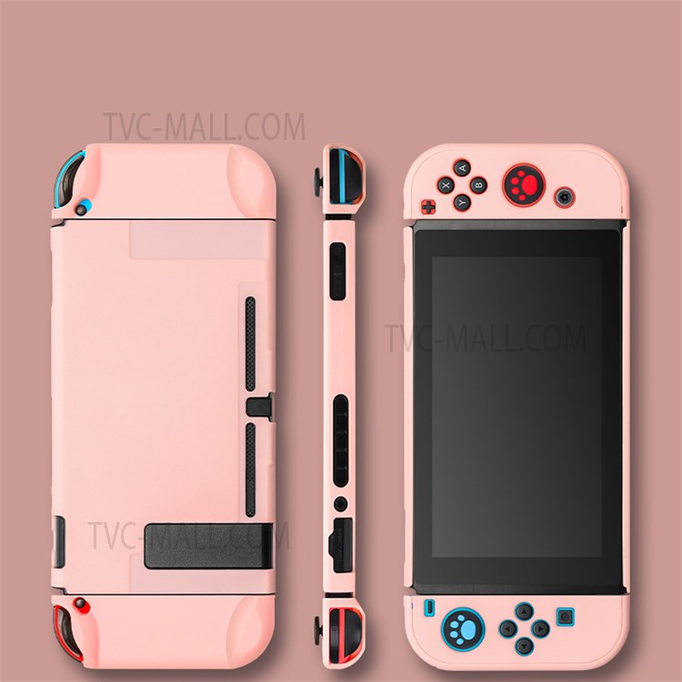 Anti-fingerprint Soft Silicone Joystick Protective Cover Scratch Resistant Dockable Case Set for Nintendo Switch Console - Pink/Blue-3