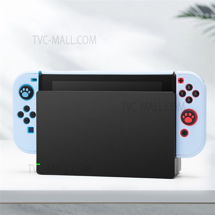 Anti-fingerprint Soft Silicone Joystick Protective Cover Scratch Resistant Dockable Case Set for Nintendo Switch Console - Pink/Blue-5