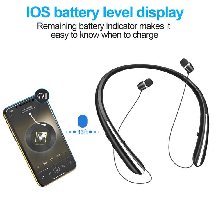 HX801 Neckband Headset Bluetooth 5.0 Headphones with Retractable Earbuds for Android/iOS - Silver-6