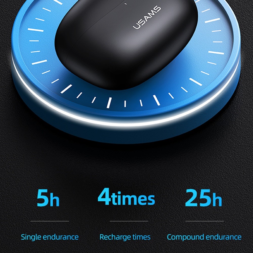 USAMS USAMS-BH11 Earphone TWS Wireless Bluetooth Headset Noise Reduction Low-Latency Gaming Headphone with Charging Case - Black-4