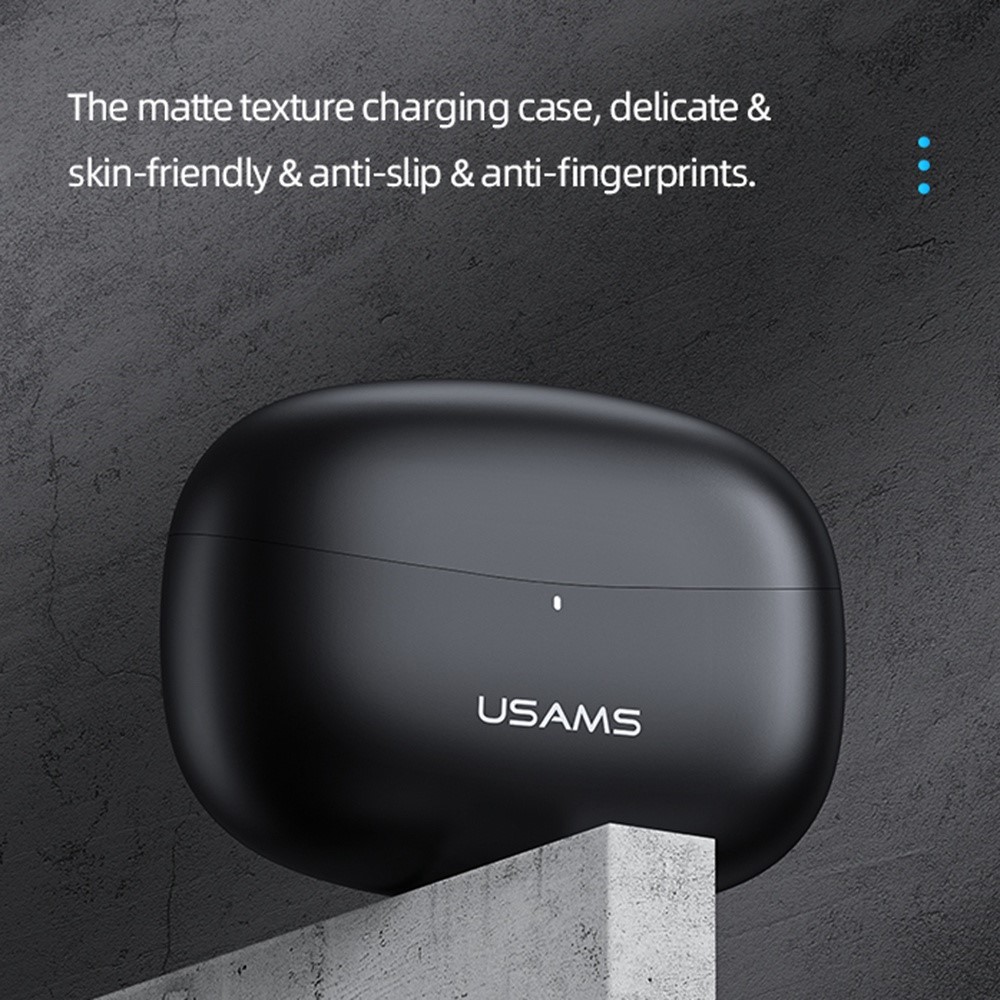 USAMS USAMS-BH11 Écouteur TWS TWS Wireless Bluetooth Contruit Réduction Cashe Paming Lowe Laltcy Avec Case de Charge - le Noir