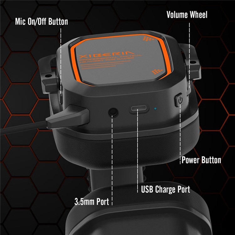 XIBERIA S11 5.8G Wireless Headphone Volume Control Stereo Music Gaming Headset with Microphone - Black / Orange-4
