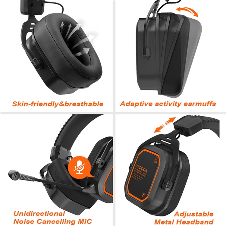 XIBERIA S11 5.8G Wireless Headphone Volume Control Stereo Music Gaming Headset with Microphone - Black / Orange-5