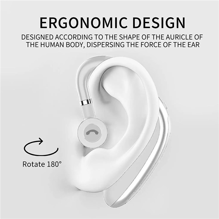 G99 Business Single Ear Wireless Bluetooth Earhook Headset Long Standby Hands-free Call Music Earphone - White-4