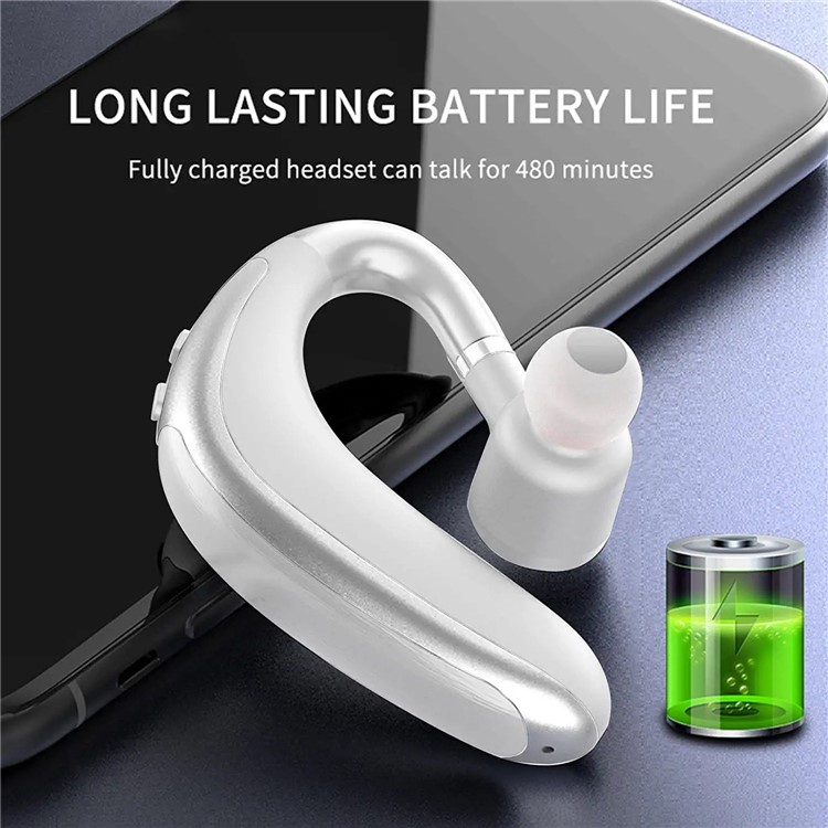 G99 Business Single Ear Wireless Bluetooth Earhook Headset Long Standby Hands-free Call Music Earphone - White-7
