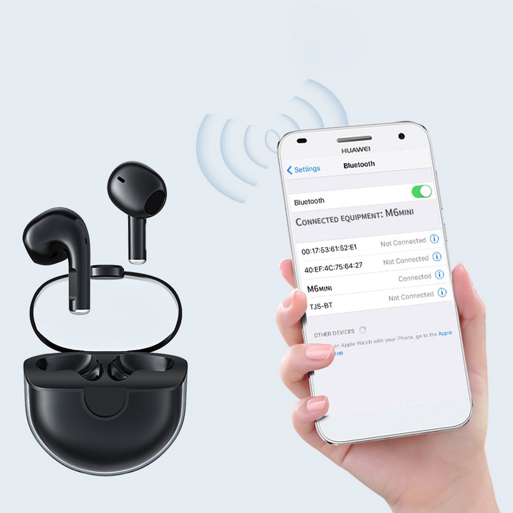 Transparent TWS Semi-in-ear Stereo Sound Bluetooth Earbuds Noise Reduction Sports Headphones - Black-3
