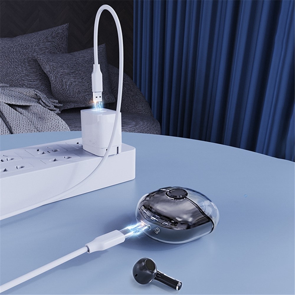 Transparent TWS Semi-in-ear Stereo Sound Bluetooth Earbuds Noise Reduction Sports Headphones - Black-8