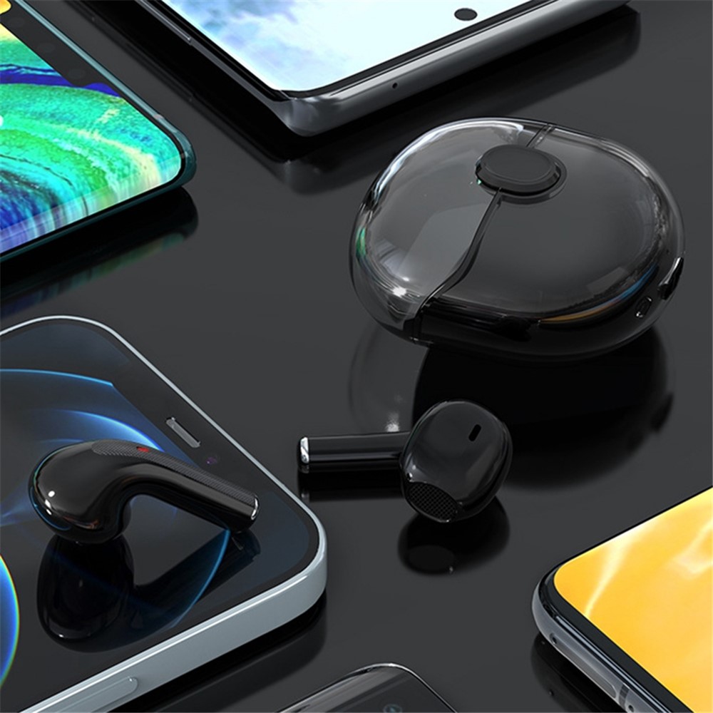 Transparent TWS Semi-in-ear Stereo Sound Bluetooth Earbuds Noise Reduction Sports Headphones - Black-9