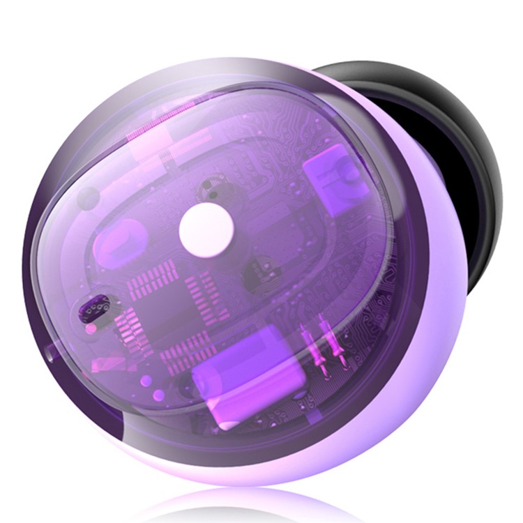 H20 Bluetooth Headset Sports Headphone TWS Wireless Earphone with Digital Display Charging Case - Purple