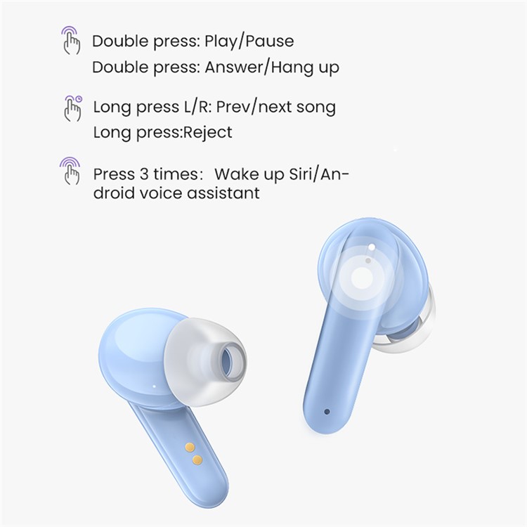 Usams Be16 Ser Série Transparente Tws Fone de Ouvido Sem Fio Bluetooth 5.3 Fones de Ouvido Leves - Azul-2