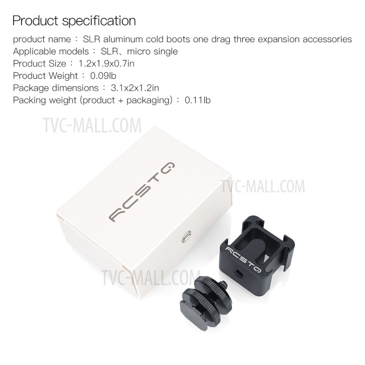 RCSTQ Aluminum Alloy Three Cold Shoe Extend Port Mount Adapter with Hot Shoe Base Set-14