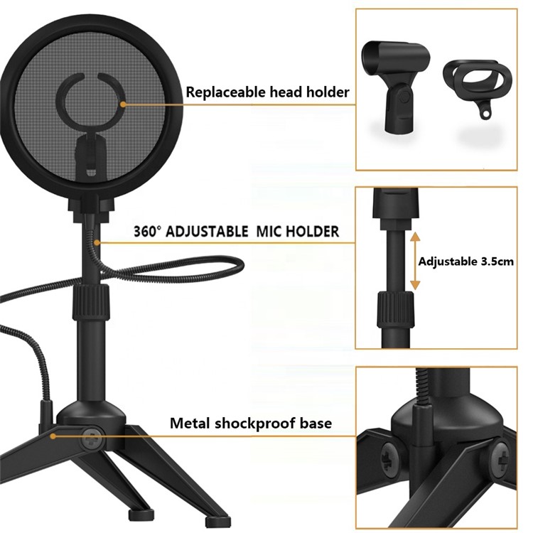 Yanmai ST-5 Condensador Universal Micrófono Marco De La Tabla Con Cubierta De Aislamiento PC Micrófono Montado A Prueba De Choques Accesorios De Soporte De Trípode