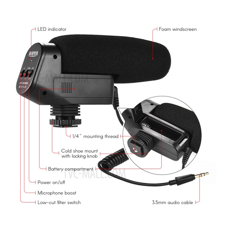 BOYA BY-VM600 Directional Shotgun Microphone-5