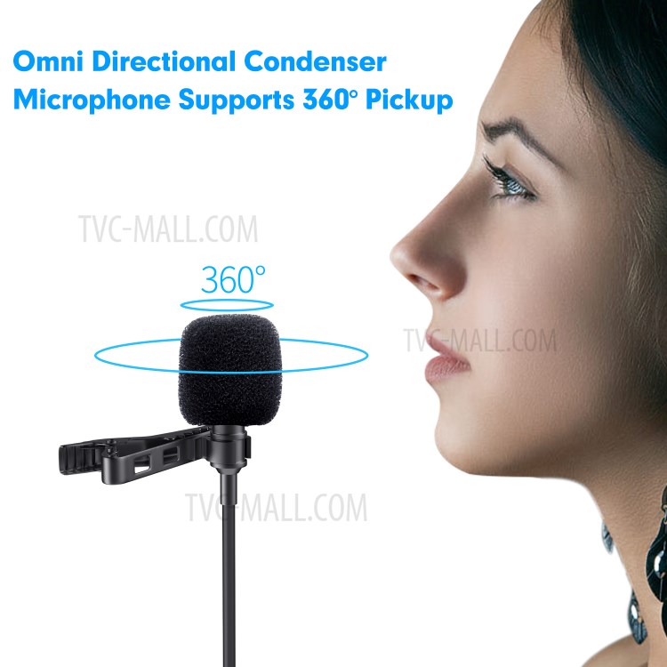 Mamen KM-D1 Lavalier Condenser Mini Microfone Cilp-on Lapel Mic Para Telefone/câmera DSLR Video Vlog Video-5