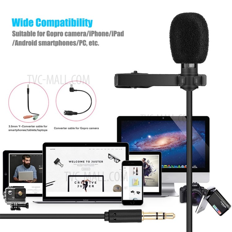 YANMAI R955 Clip-on Lapel Mic Lavalier Omni-directional Microphone for PC Smartphone-8