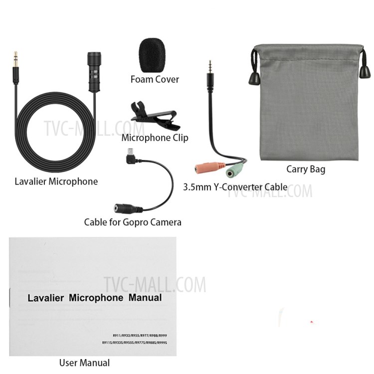 YANMAI R955 Clip-on Lapel Mic Lavalier Omni-directional Microphone for PC Smartphone-9