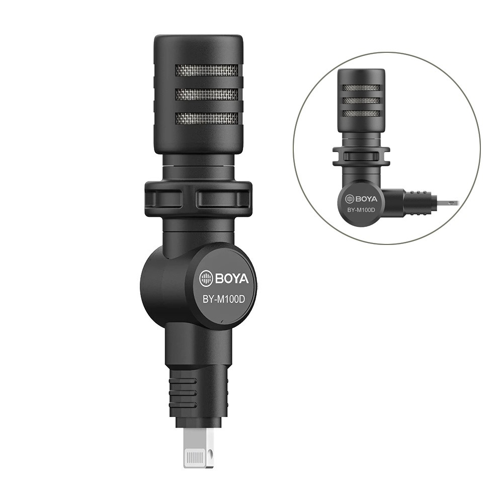 BOYA BY-M100D Plug-in Miniature Microphone MFI Certificated Lightning Connector for iPhone iPad Smartphone-1