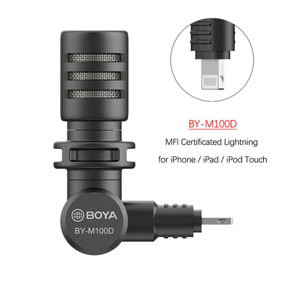 BOYA BY-M100D Plug-in Miniature Microphone MFI Certificated Lightning Connector for iPhone iPad Smartphone-6