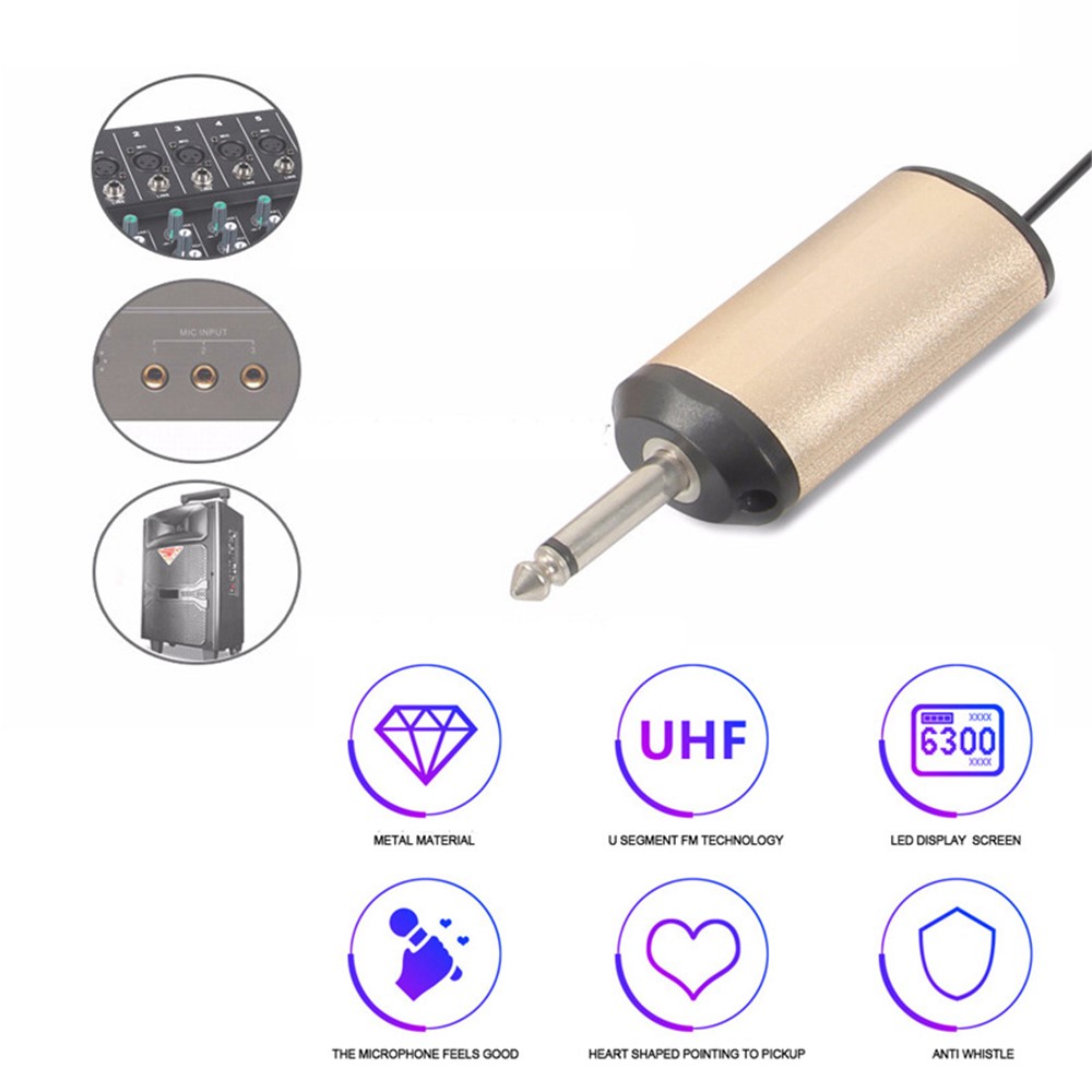 UHF Wireless Handheld Microphone with Receiver Karaoke Mic for Conference Speech Loudspeaker-2