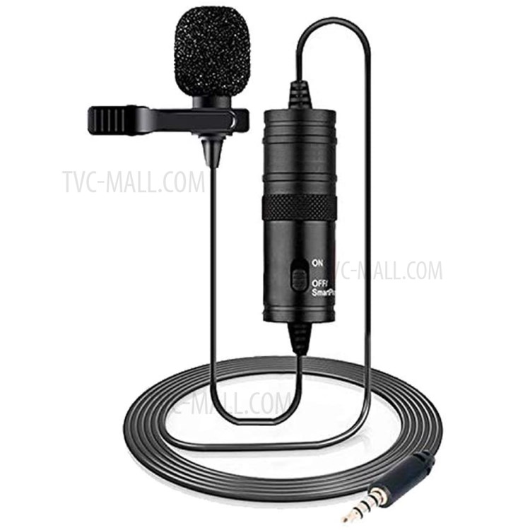 BOYA 3.5mm Lavalier Microphone 6m Clip-on Collar Condenser Hands-free Lapel Mic for Smartphone DSLR Camera-1
