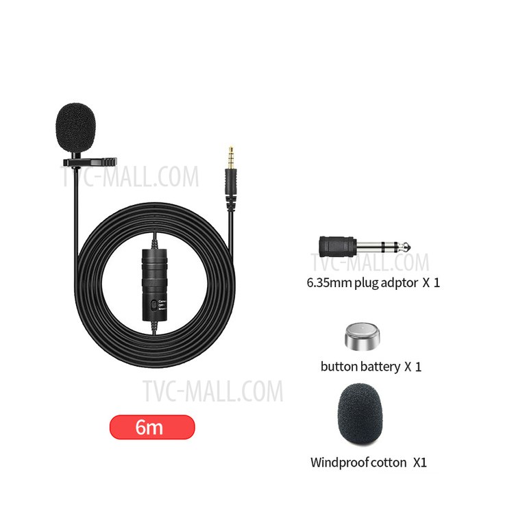 BOYA 3.5mm Lavalier Microphone 6m Clip-on Collar Condenser Hands-free Lapel Mic for Smartphone DSLR Camera-9