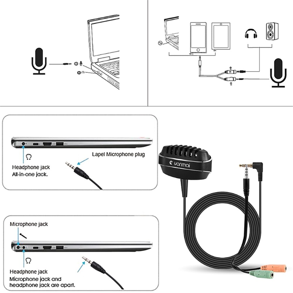 YANMAI R999 Recording Microphone Lavalier K Song Mobile Microphone High Sensitivity Capacitor Mic-6