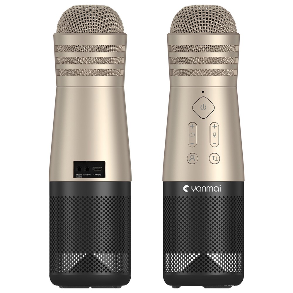 YANMAI SF-999 Mini Wireless Bluetooth Handheld Microphone Mobile Phone K Song - Gold-2