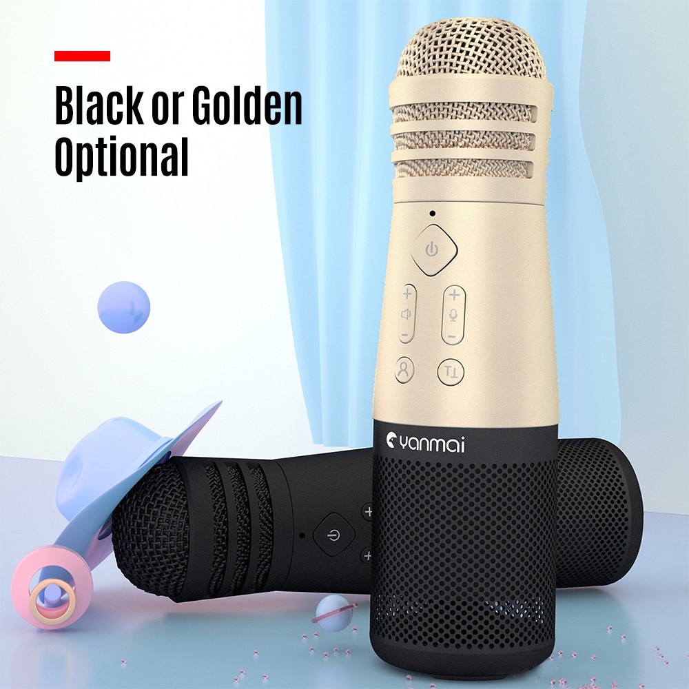 YANMAI SF-999 Mini Wireless Bluetooth Handheld Microphone Mobile Phone K Song - Gold-3