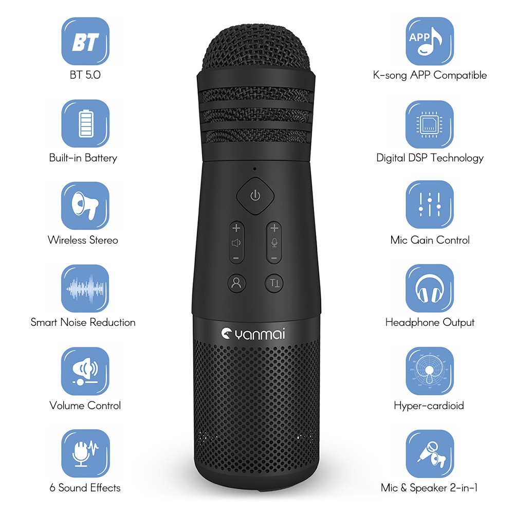 YANMAI SF-999 Mini Wireless Bluetooth Handheld Microphone Mobile Phone K Song - Gold-6