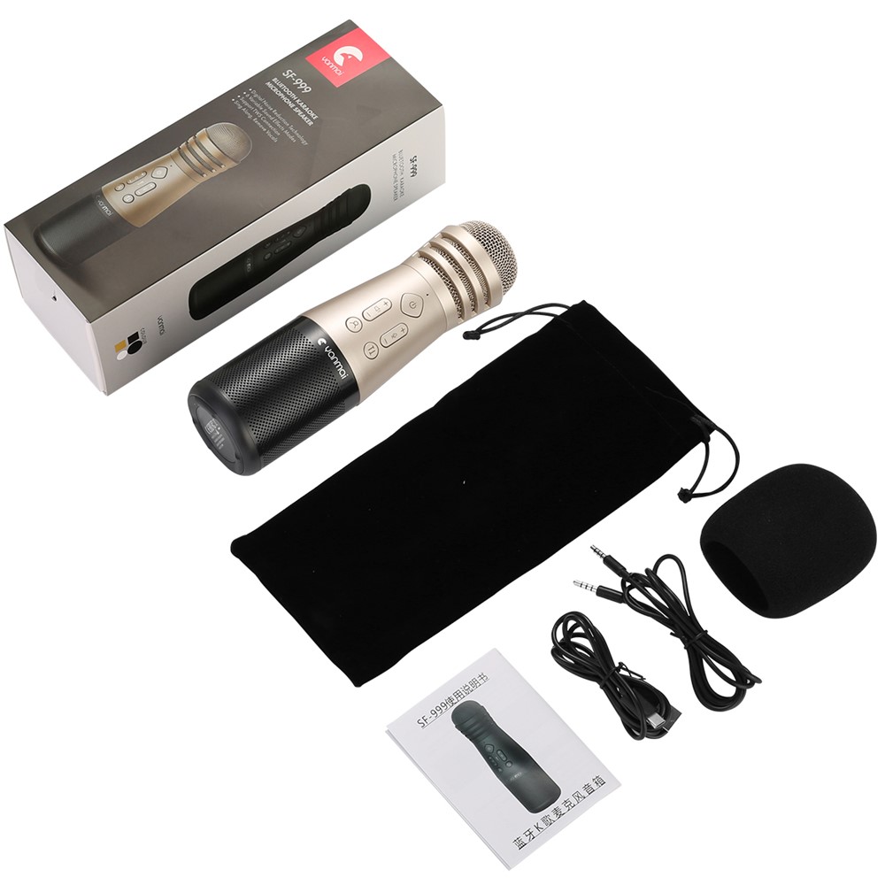 YANMAI SF-999 Mini Wireless Bluetooth Handheld Microphone Mobile Phone K Song - Gold-7
