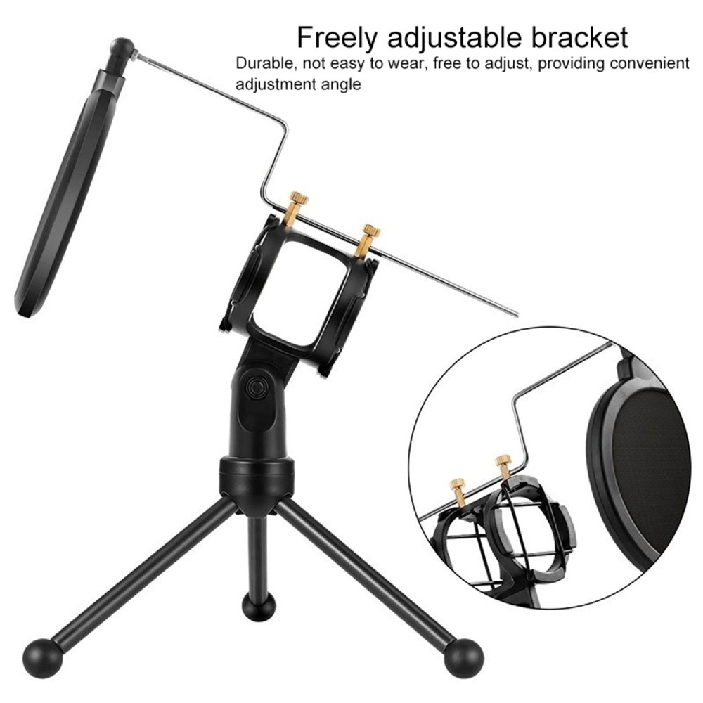 YANMAI PS-3 Portable Microphone Pop Filter Mesh Shockproof Desktop Stand - Black-6