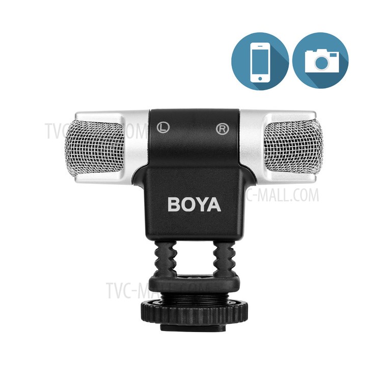 BOYA BY-MM3 Dual Head Stereo Recording Condenser Microphone for Smartphone DSLR Camera DV Live Streaming Video-2
