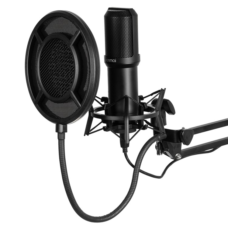 Yanmai Q10 3.5 mm Professional Studio Recording Singing Broadcasting Micrófono Con Kit de Filtro Pop de Montaje de Choque de Soporte