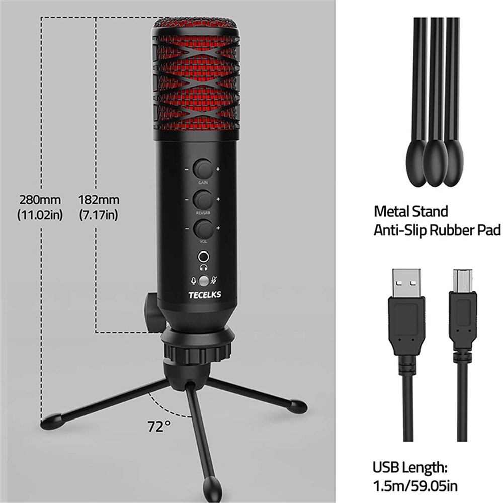 WONEW ZB02 USB Condenser Microphone Cardioid Mic with Tripod for PC Computer Laptop Recording Studio-6