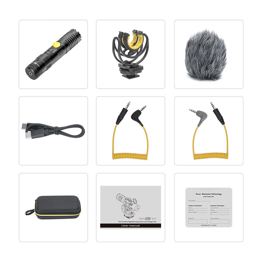 7RYMS MinBo M1 Dual Mode Universal External Video Microphone with Shock Mount-7