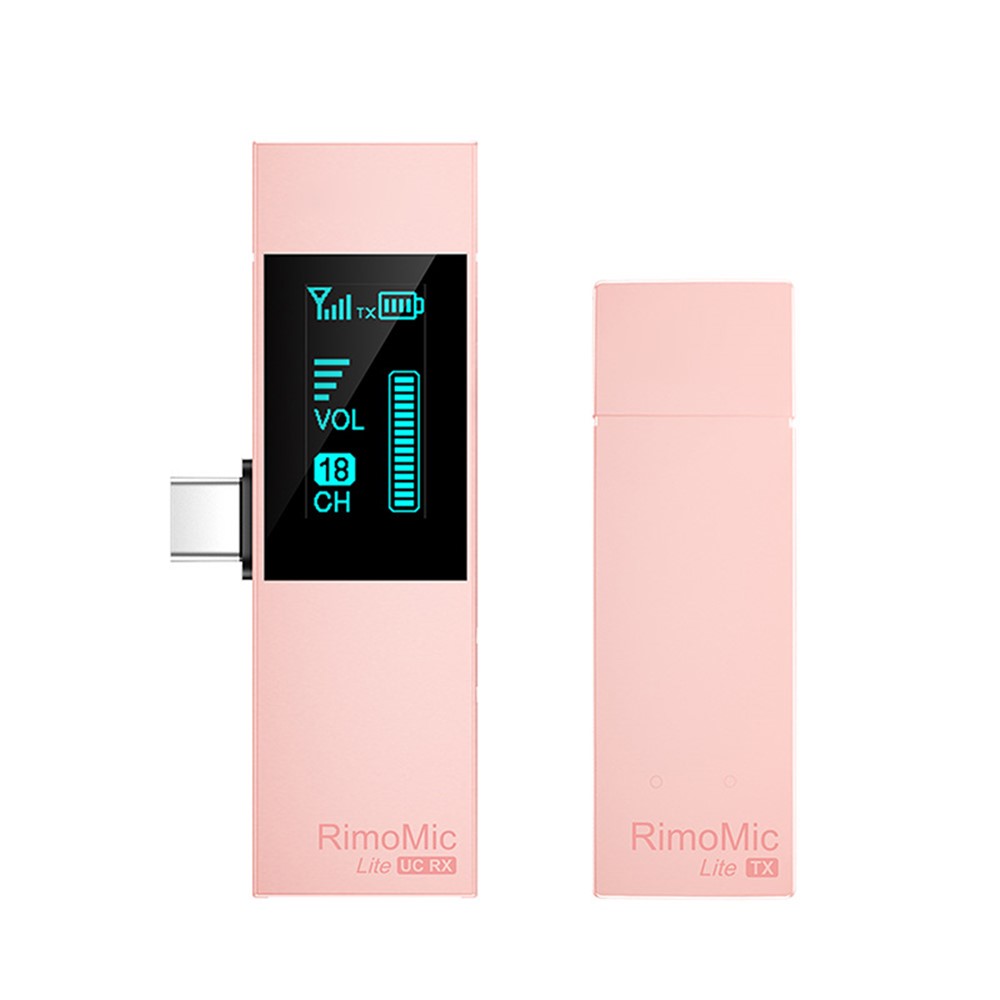 7RYMS Rimomic Lite UC Mini Wireless Microphone Mic Transmitter Receiver for USB C Smartphone Laptop Video Recording Interview Streaming - Pink-1