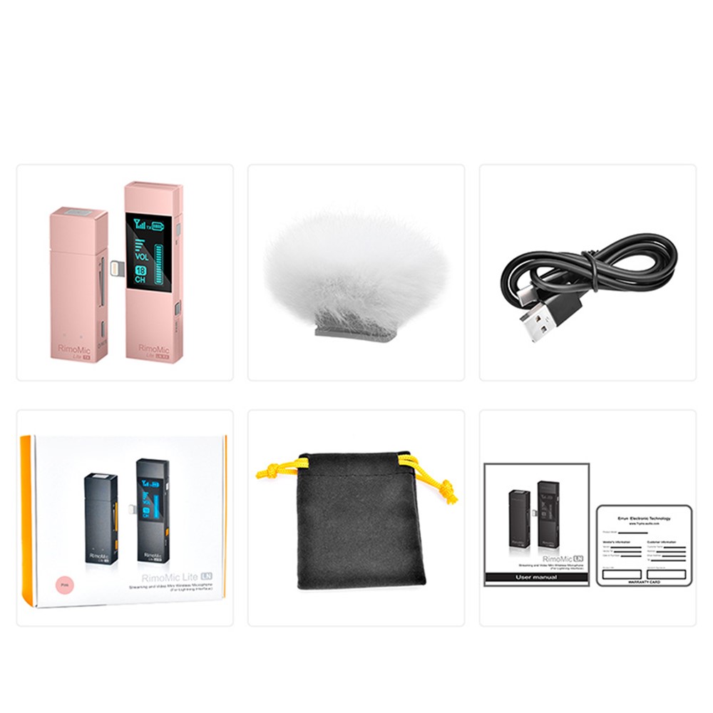7RYMS RimoMic Lite LN Mini Wireless Microphone Portable Rechargeable Mic for Video/Live-stream - Pink-5