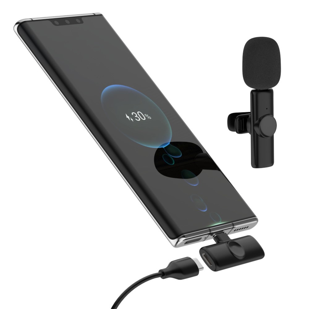 K2 Type-C Wireless Lapel Microphone Plug and Play Noise Reduction Lavalier Mic for Live Interview Mobile Phone Recording-2
