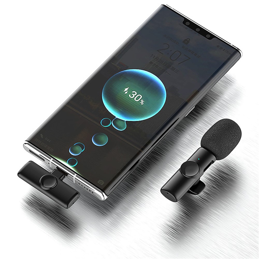 K2 Type-C Wireless Lapel Microphone Plug and Play Noise Reduction Lavalier Mic for Live Interview Mobile Phone Recording-4
