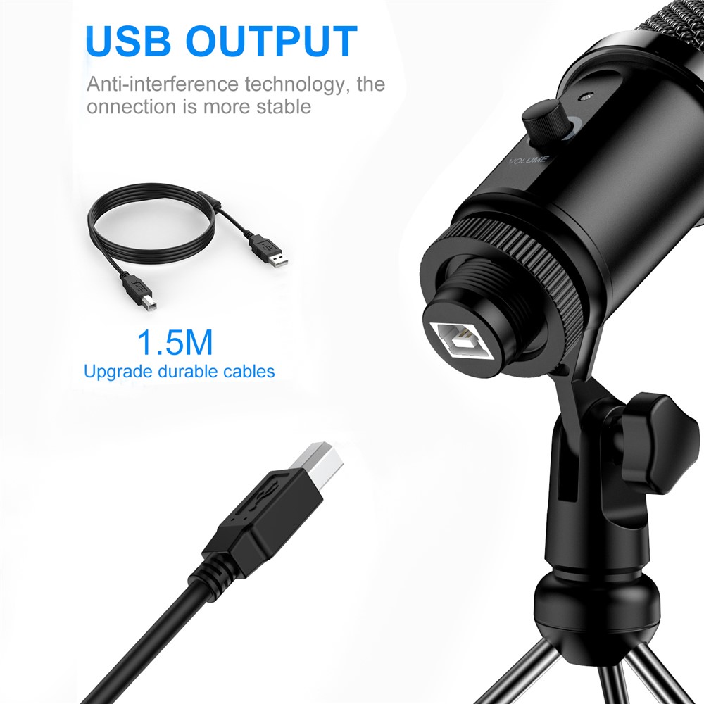 DM19 USB Computer Microphone Condenser Cardioid Mic with Tripod Stand for Gaming Live Streaming Recording-7