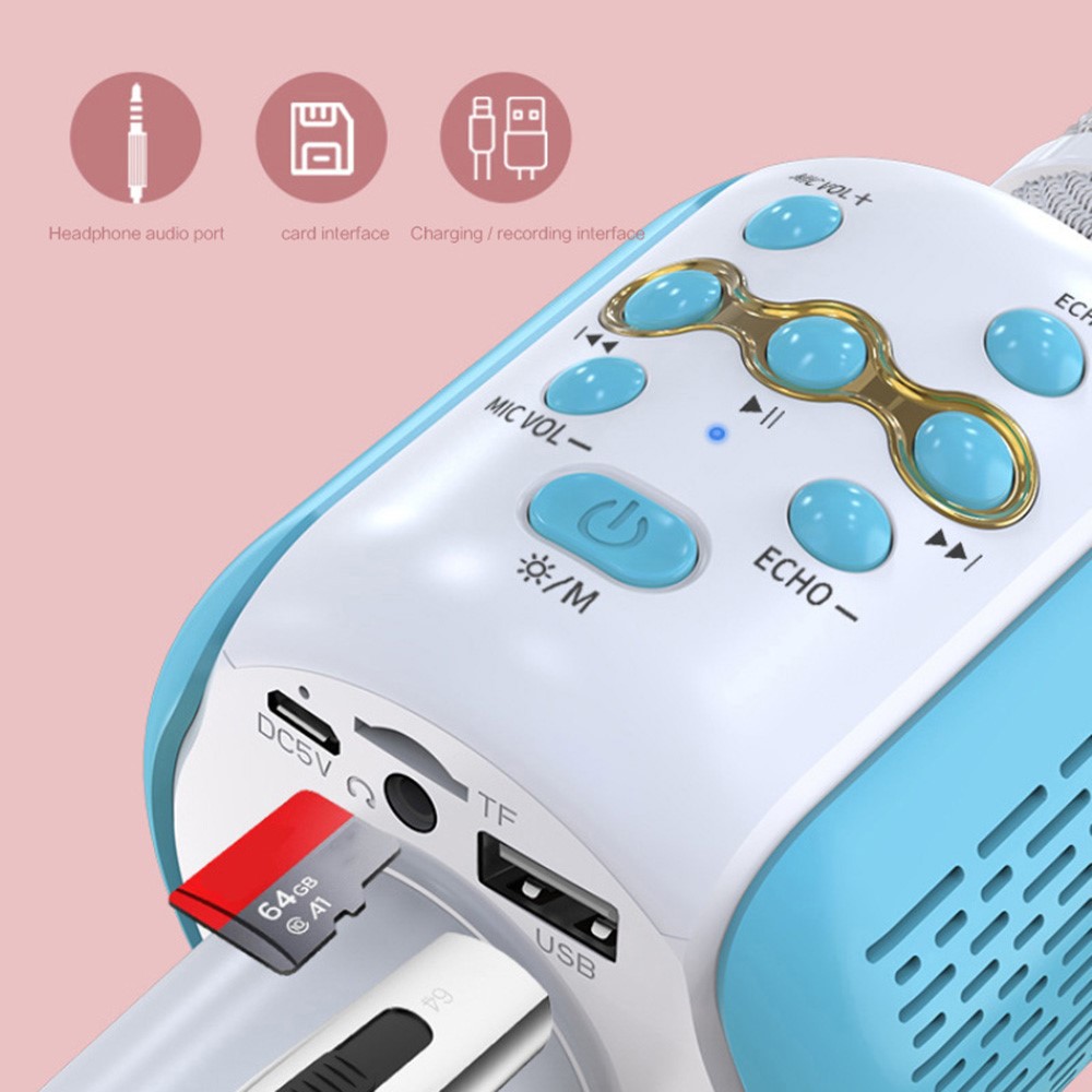 L858 Portable Karaoke Microphone Professional Wireless Bluetooth Speaker for Home KTV - Blue-5