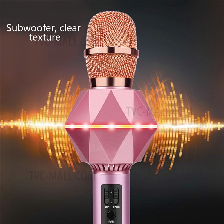 K7 Bluetooth Compatible Wireless Microphone Karaoke Mic Handheld Speaker Stereo Singing Player for KTV Home Audio - Pink-2