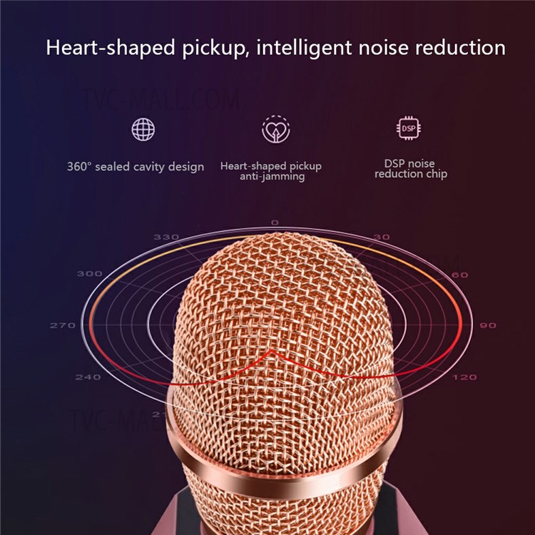 K7 Bluetooth Compatible Wireless Microphone Karaoke Mic Handheld Speaker Stereo Singing Player for KTV Home Audio - Pink-4