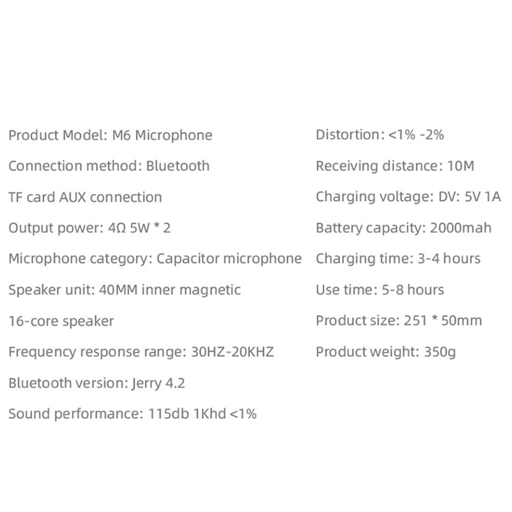 M6 Portable Bluetooth Microphone Wireless Handheld Karaoke Mic Speaker Machine for Singing Home Birthday Party (English Version) - Gold-8